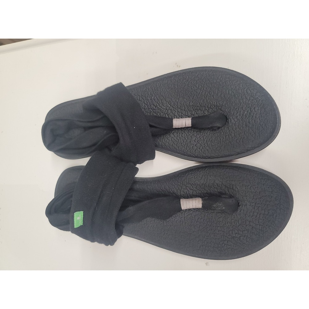 Sanuk Yoga Sling 2 Women's Black Thong Sandals Casual Comfort Slip‎ On Shoes
